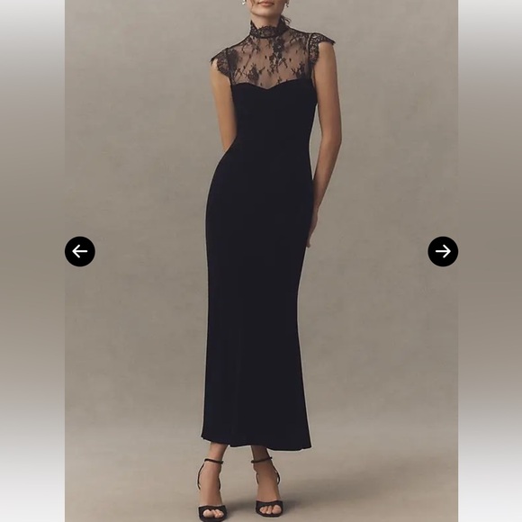 BHLDN Lace Velvet Maxi Dress (Medium)